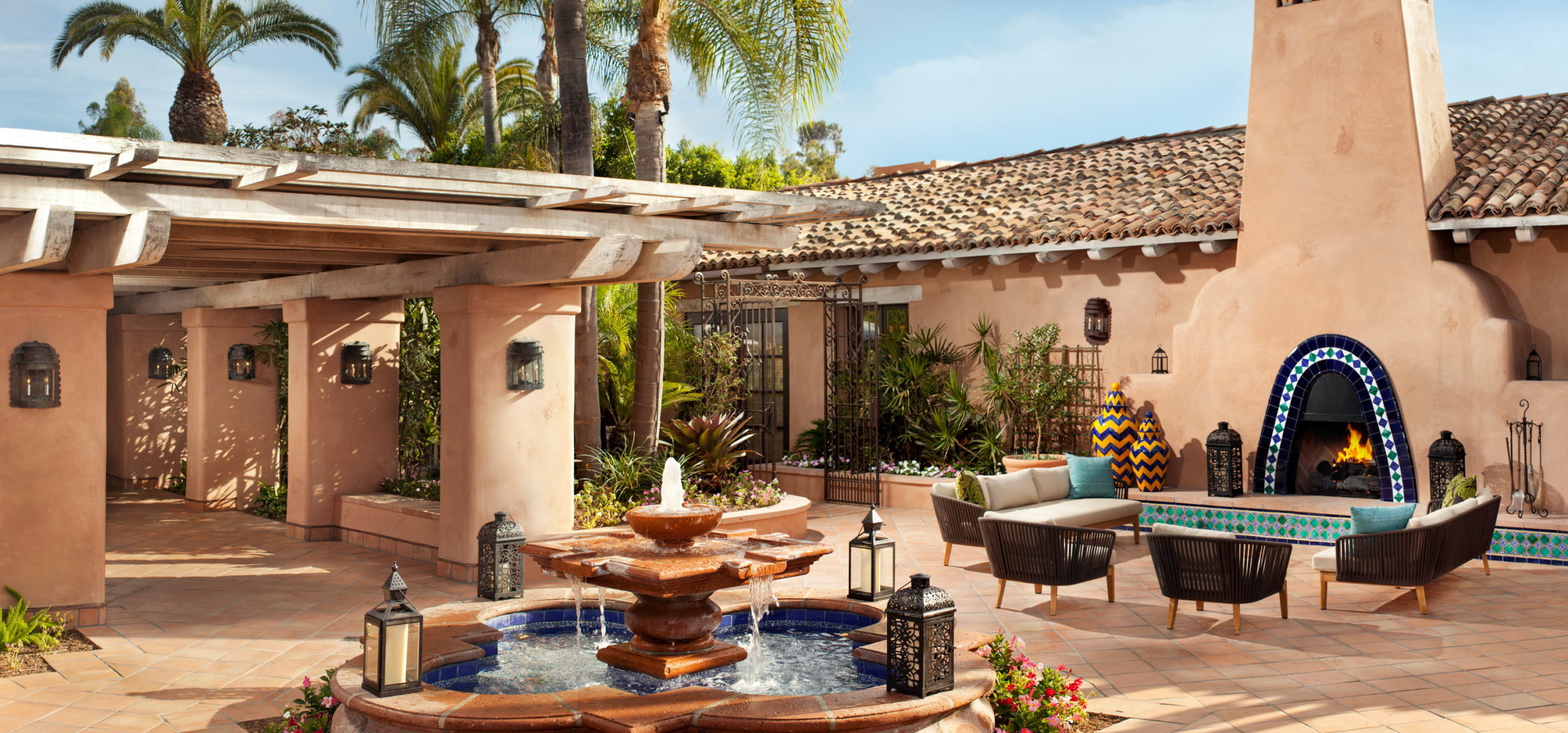 Clubhouse Fountain Courtyard, Rancho Valencia Resort & Spa, California
