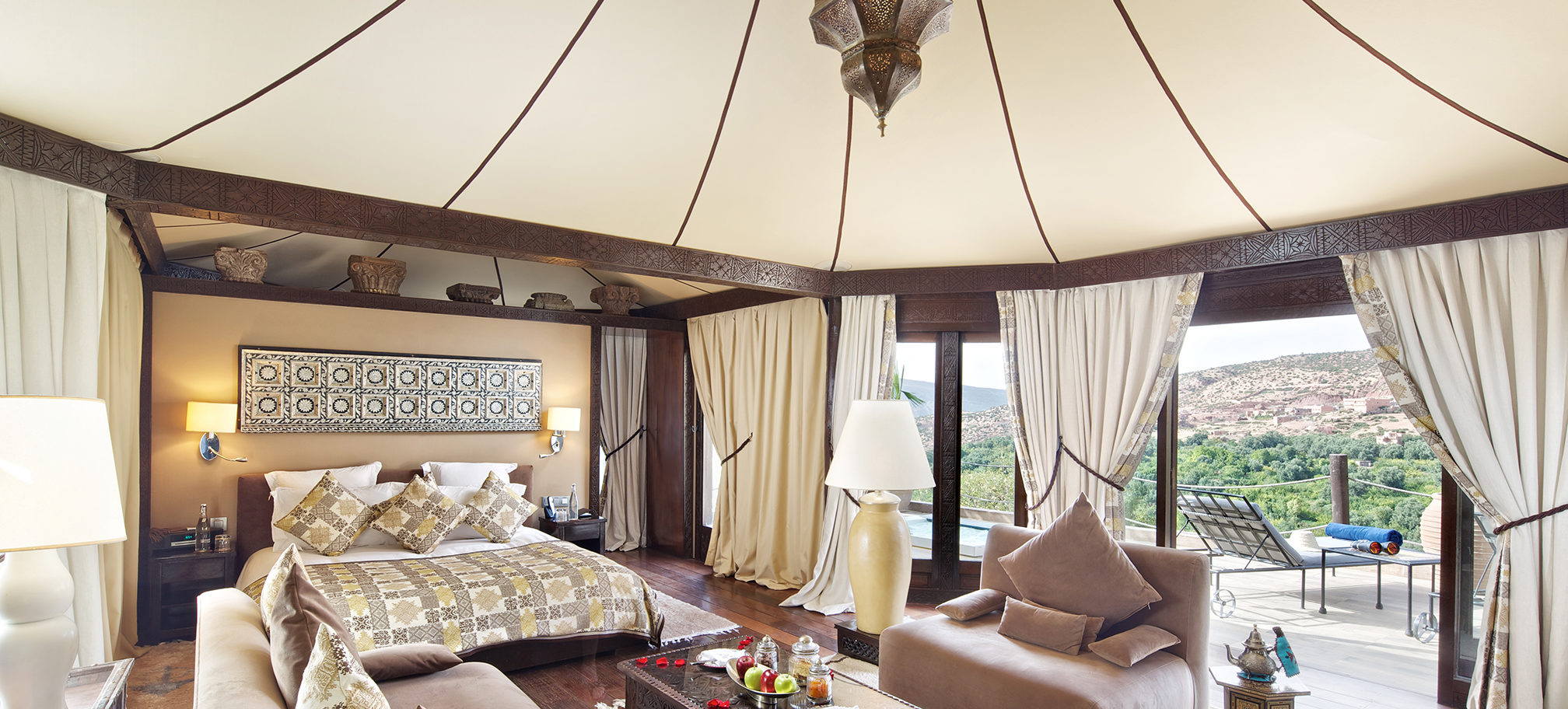 Interior, Berber Tent with Hot Tub, Kasbah Tamadot, Morocco
