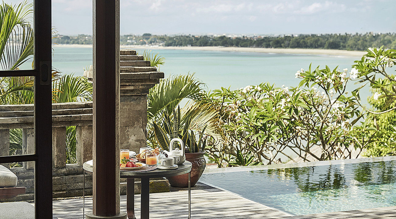 Pool breakfast, Four Seasons Resort Bali at Jimbaran Bay, Indonesia