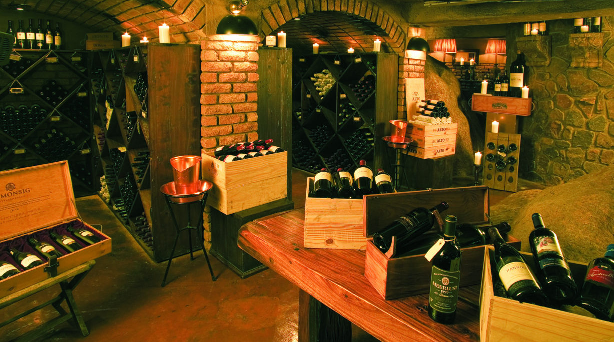 Wine cellar, Singita Boulders Lodge, South Africa