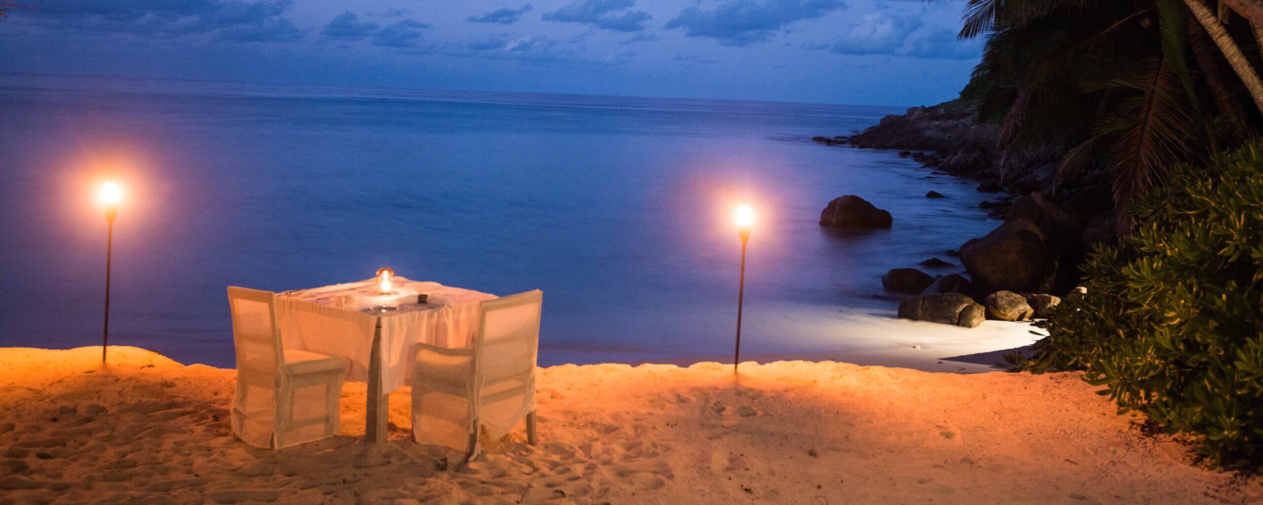 Beach dining, North Island, Seychelles