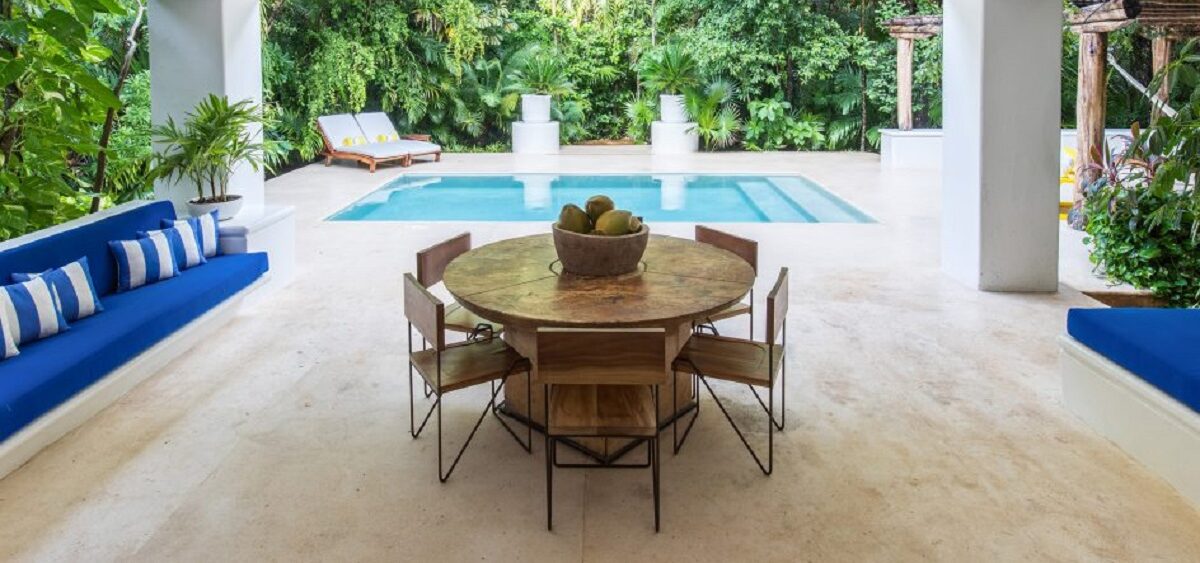 Villa terrace at Hotel Esencia, Mexico