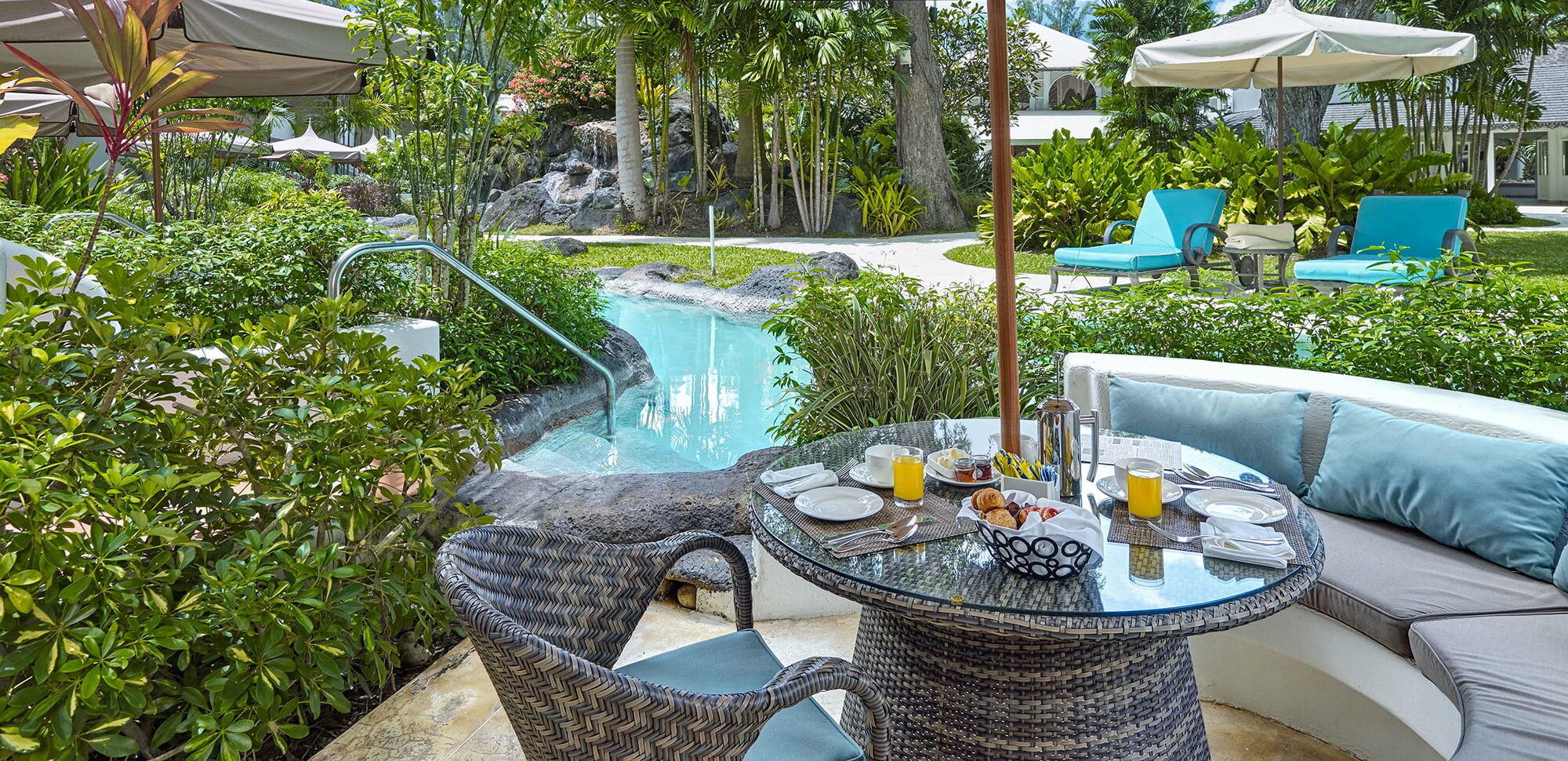 Poolside Room Patio, Colony Club by Elegant Hotels, Barbados